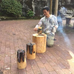 谷からの天然水でコーヒータイム！