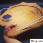 海上がり、SUPの後のBBQに 木頭杉のBBQプレート