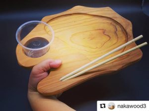 海上がり、SUPの後のBBQに　木頭杉のＢＢＱプレート