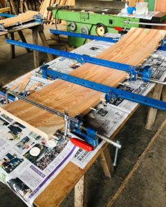 KUKU 木頭杉の雪板ブランクス接着完了！