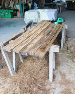 木桶再生プロジェクト3  表面削り