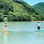 川口ダム湖にてサップ講習の撮影