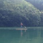 那賀町川口ダム湖ブラックバス釣り大会でSUP体験!