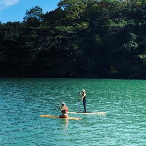 お子さんからおじさんまで木頭杉のSUPにチャレンジ！