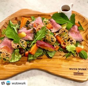 wutowurkさんとのコラボプレート　徳島食材と杉が見事にマッチ！