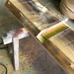 木頭杉ウッドサーフボード製作 木目がいい感じ！