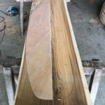 木頭杉一枚板サーフボード アウトラインのカット